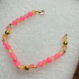 Elegant Pink and Gold Bracelet with Beaded Design (6MCE02)